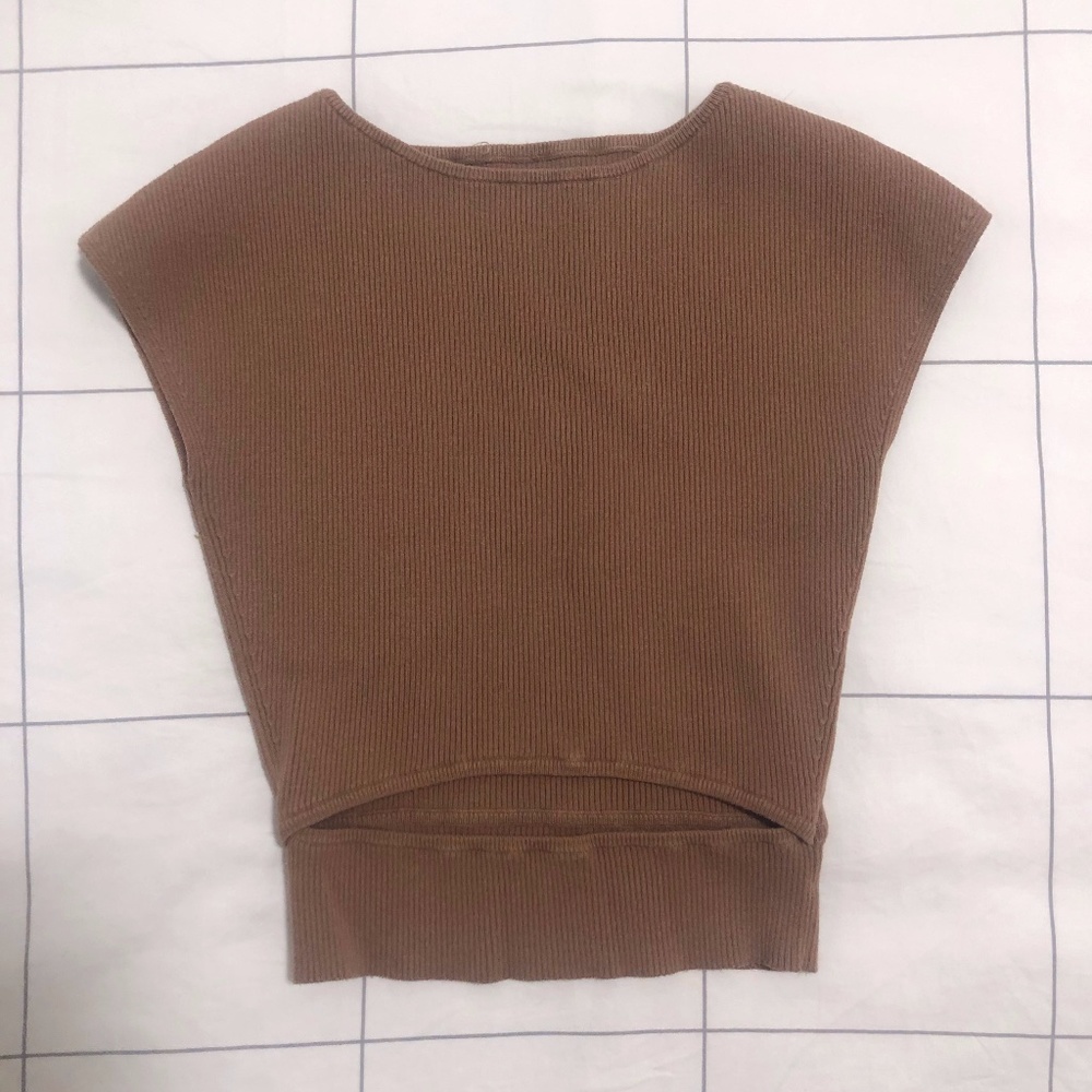 Wilfred toffee slit-front ribbed top